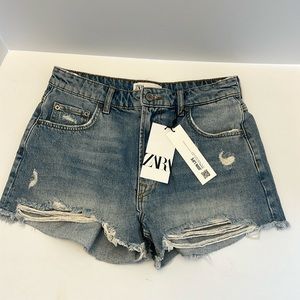 Zara New Distressed Jean shorts.